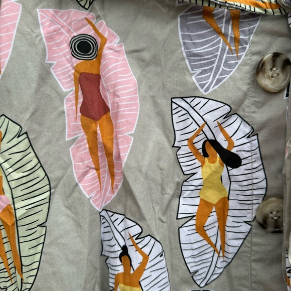 Eva Franco Anthropologie Sunbather Skirt A Line Buttons Gray Knee Length size 4 - Picture 8 of 9